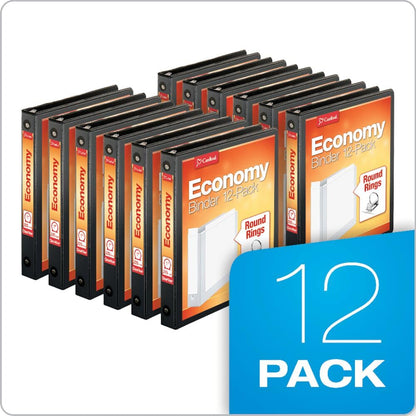 Cardinal Binders, Economy Value ClearVue, 1-Inch Round Ring, 225-Sheet Capacity, Black, Non-Stick Covers, 2 Pockets, Case of 12, for School, Office or Home Filing 🍁 All In One Marketplace Canada