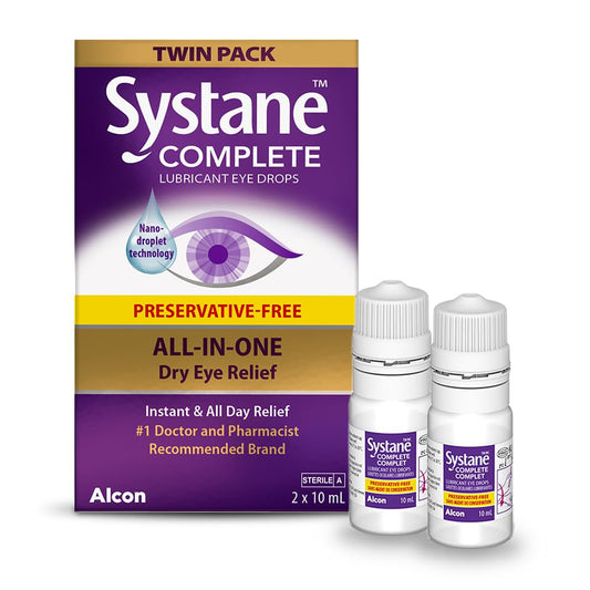 Systane Complete Preservative-Free Eye Drops For dryness, All-In-One Drops For All Types Of Dry, Multi-Symptom dryness Relief, Relief from Extended Screen Time – 2 x 10mL