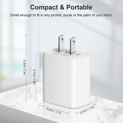 USB C Charger Block USB Charger Block 20W Dual Port PD+QC Power Adapter Fast Charging Block Compatible with iPhone 16/15/14/13/12/11 Pro/Pro Max/Plus, XS/XR, Google Pixel, Samsung Galaxy (4) - Available at All In One Marketplace Canada