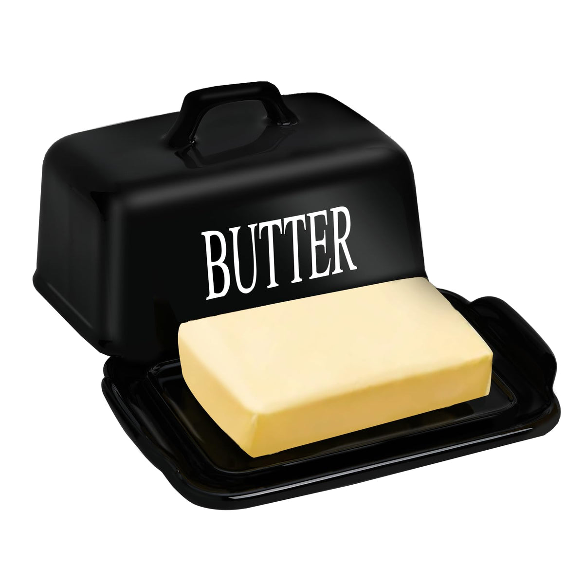 KAIBARE Porcelain Butter Dish for 1LB of Butter Block, Black 🍁 All In One Marketplace Canada