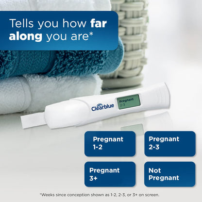 Clearblue Digital Pregnancy Test With Weeks Indicator, The Only Test That Tells You How Many Weeks, 2 Digital Tests (Pack of 1) - Available at All In One Marketplace Canada