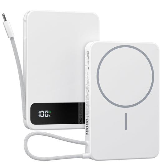 Magnetic Power Bank, 10,000mAh Wireless Portable Charger for Mag-Safe 15W Fast Charging, Battery Pack with USB-C/Lightning Cable 22.5W in/Out for iPhone 17/16/15/14/13/12 Series, AirPods & More - Available at All In One Marketplace Canada