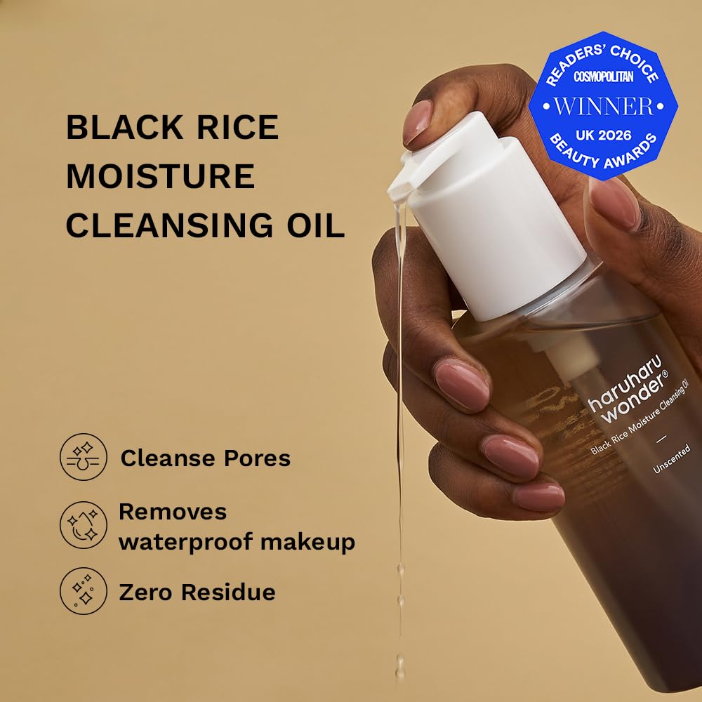 Haruharu Wonder Black Rice Moisture Deep Cleansing Oil 5.1 fl.oz / 150ml | Korean Facial Cleanser, Makeup Remover | Vegan, Cruelty Free | Jojoba Seed Oil, Macadamia Seed Oil - Available at All In One Marketplace Canada