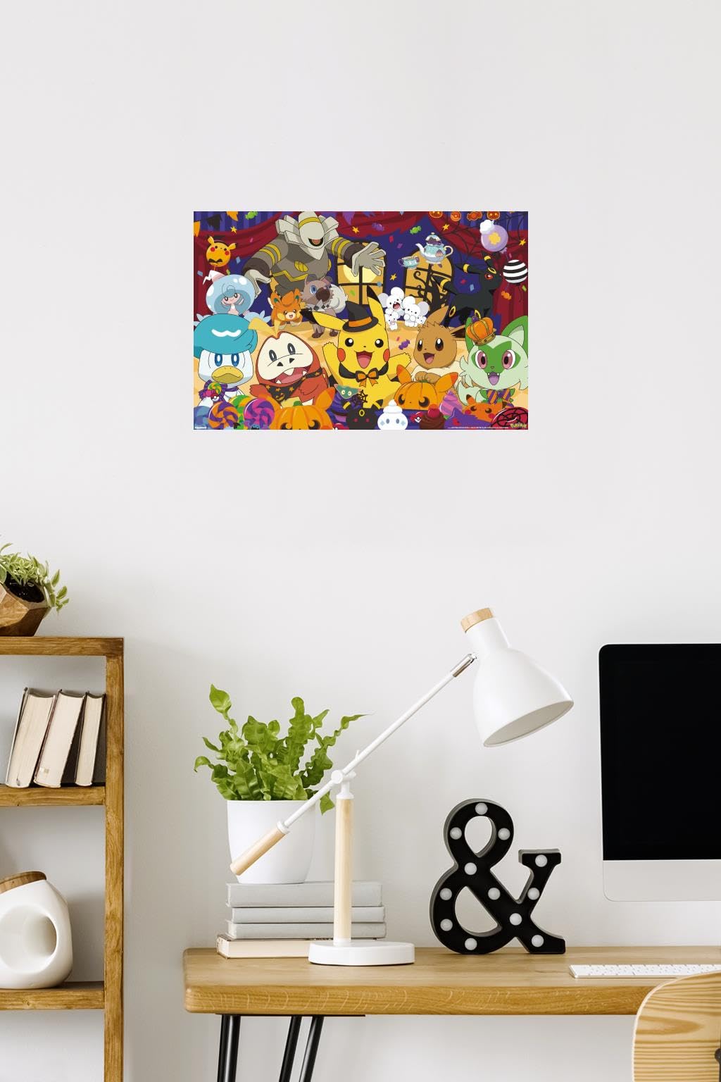 Pokémon : Fête d'Halloween - Affiche murale de groupe, 56,9 cm x 37,3 cm, lot affiche premium et support