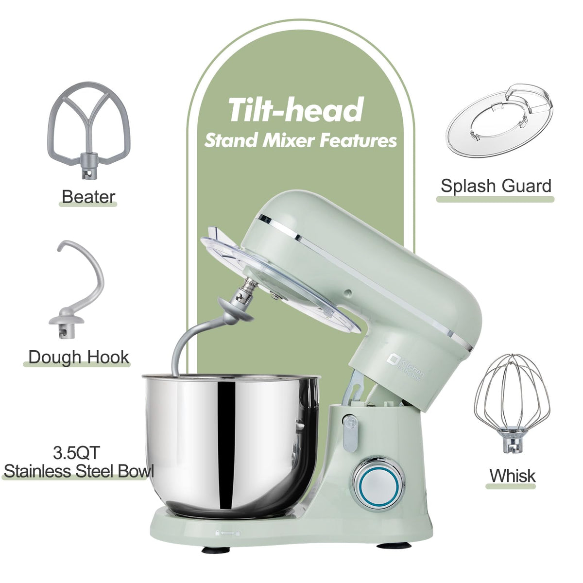 Kitchen in the Box Mini 3.5 QT, 10-Speed Tilt-Head Stand Mixer(Green) 🍁 All In One Marketplace Canada