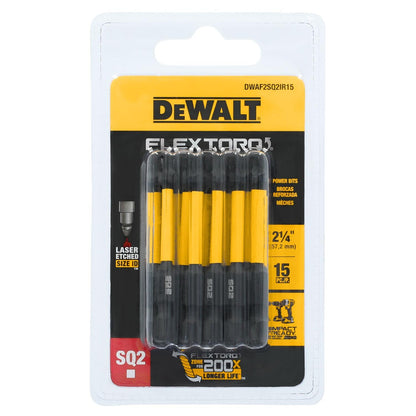 DEWALT Flextorq Impact Bits SQ2 Square 2-in, HSS Screw Bits, 15-pk (DWAF2SQ2IR15) DEWALT