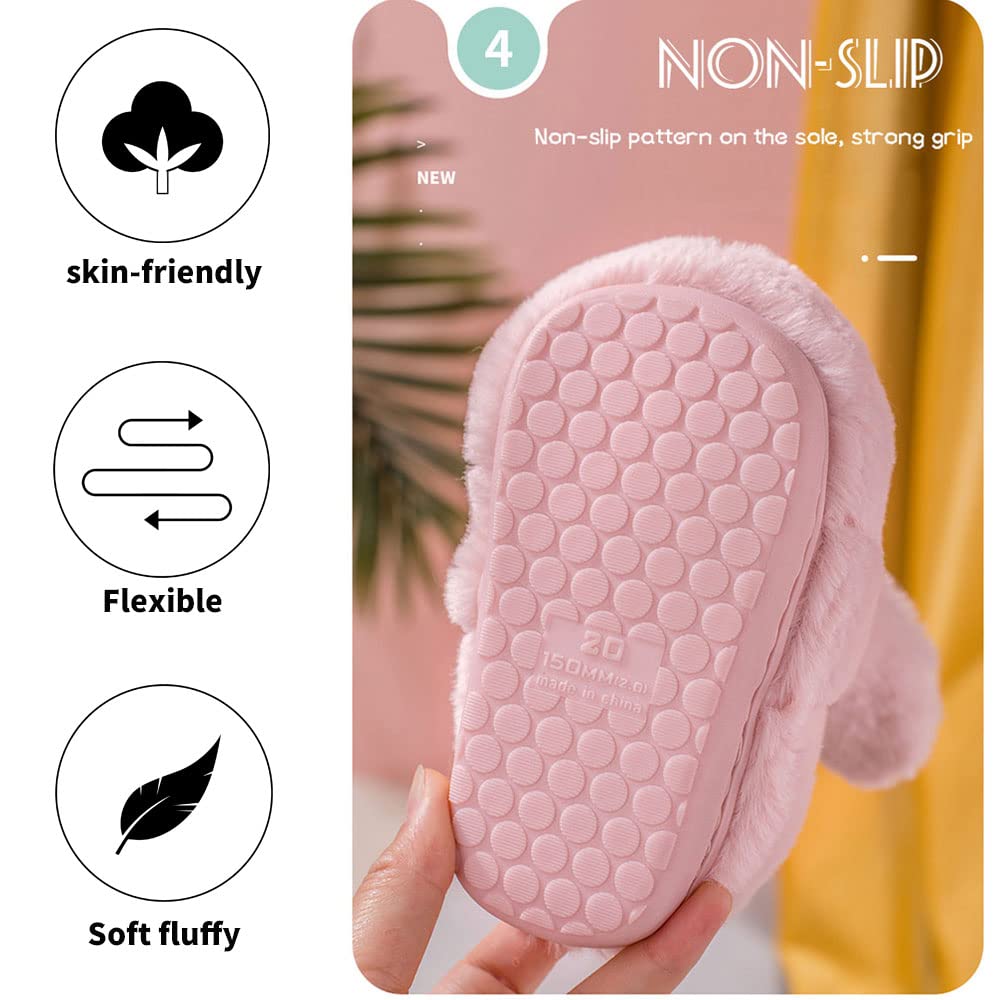 Fadezar Toddler Slippers Girl Boy House Slipper Kids Rabbit Winter Slipper Warm Bunny Slippers Soft Plush Indoor Girls Boys Slipper Cover Heel Pink Pink 5-6 toddler CN 140 🍁 All In One Marketplace Canada