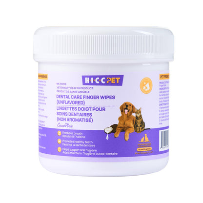 HICC PET Teeth Finger Wipes for Dogs & Cats, Vet-Recommended Teeth Cleaning Wipes, Removes Bad Breath, Plaque & Tartar, Fresh Breath Oral Care, Toothbrush & Toothpaste Alternative, Unscented