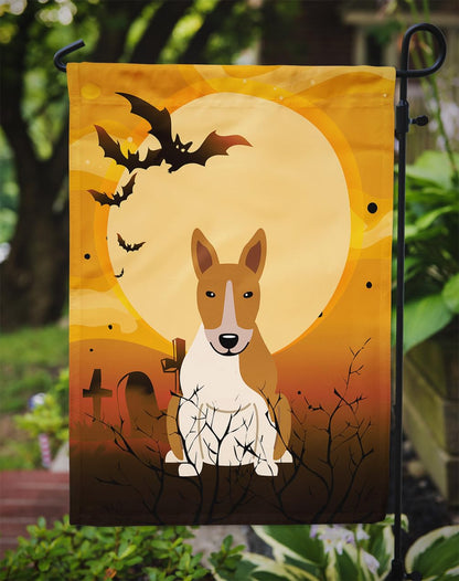 Caroline's Treasures BB4401GF Halloween Bull Terrier Red White Flag Garden Size, Small, Multicolor
