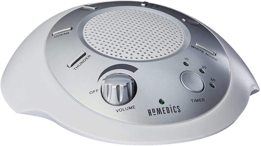 Homedics White Noise Sound Machine, Ambient Sleep Aid, Travel Friendly, 6 Relaxing Nature Sounds, Portable Soothing Relaxation Device for Home, Office, Nursery, Baby, Adults, with Timer Homedics