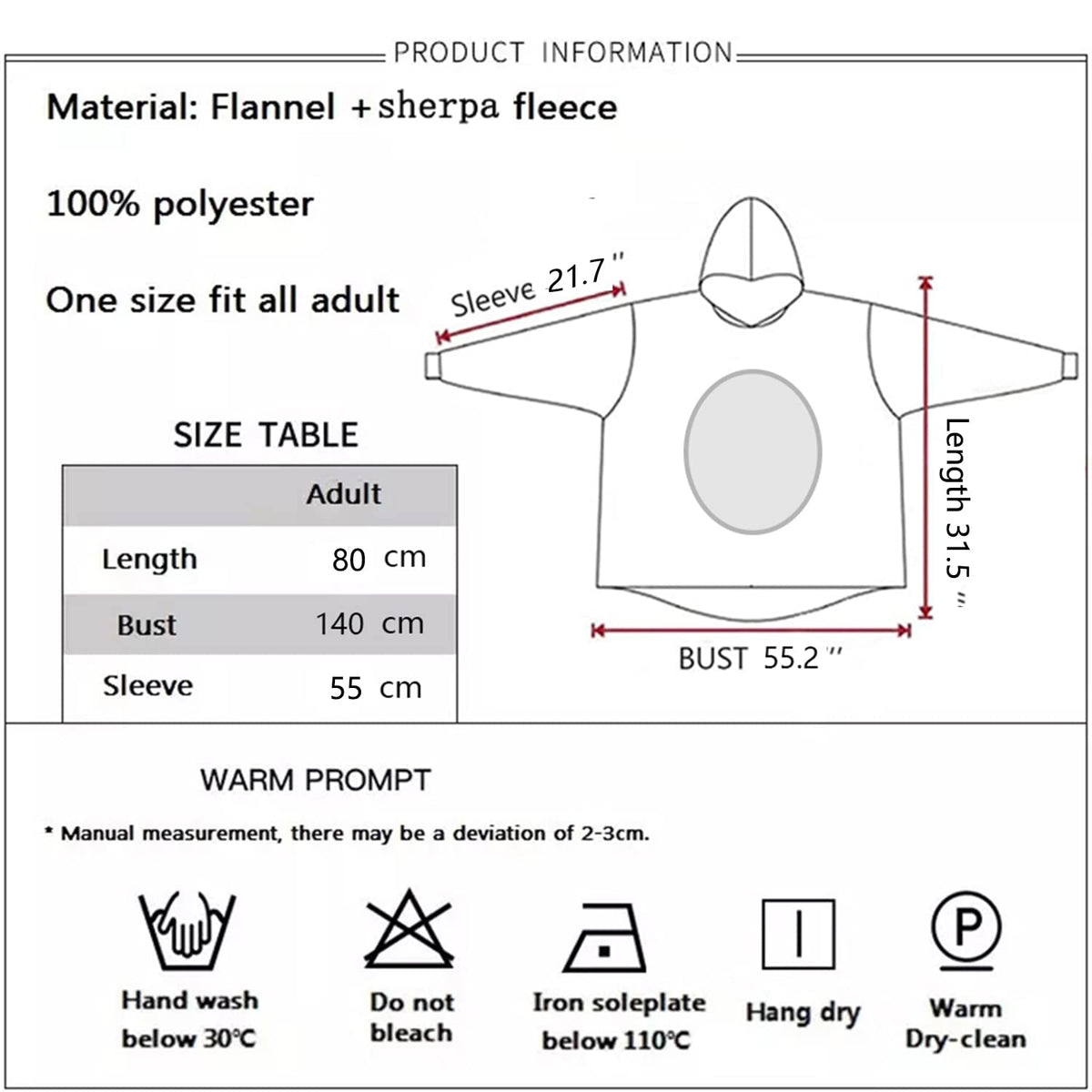 Queenshin Oversized Wearable Blanket Fluffy Hoodie for Women Men Fox 🍁 All In One Marketplace Canada