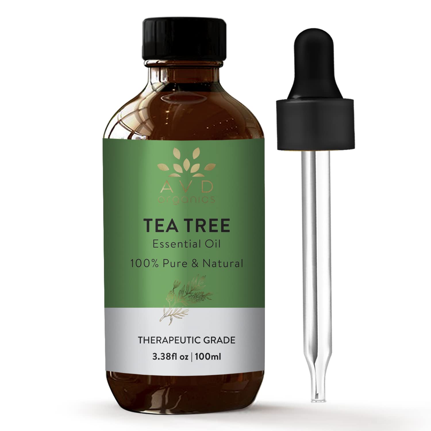 AVD Organics Tea Tree Oil | 100% Pure and Natural Tea Tree Essential Oil for skin | for Nail Fungus Face Aromatherapy Home Diffusers Carrier | 3.38 fl. Oz
