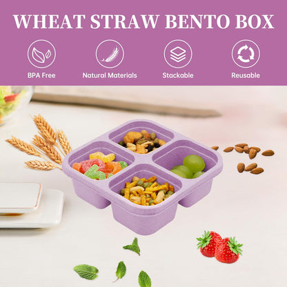 Luriseminger 5 Pack Bento Lunch Box,4 Compartment Snack Containers,Divided Snack Box,Meal Prep Lunch Containers FOR Kids/Toddle/Adults,Food Storage Containers for School, Work and Travel - Available at All In One Marketplace Canada