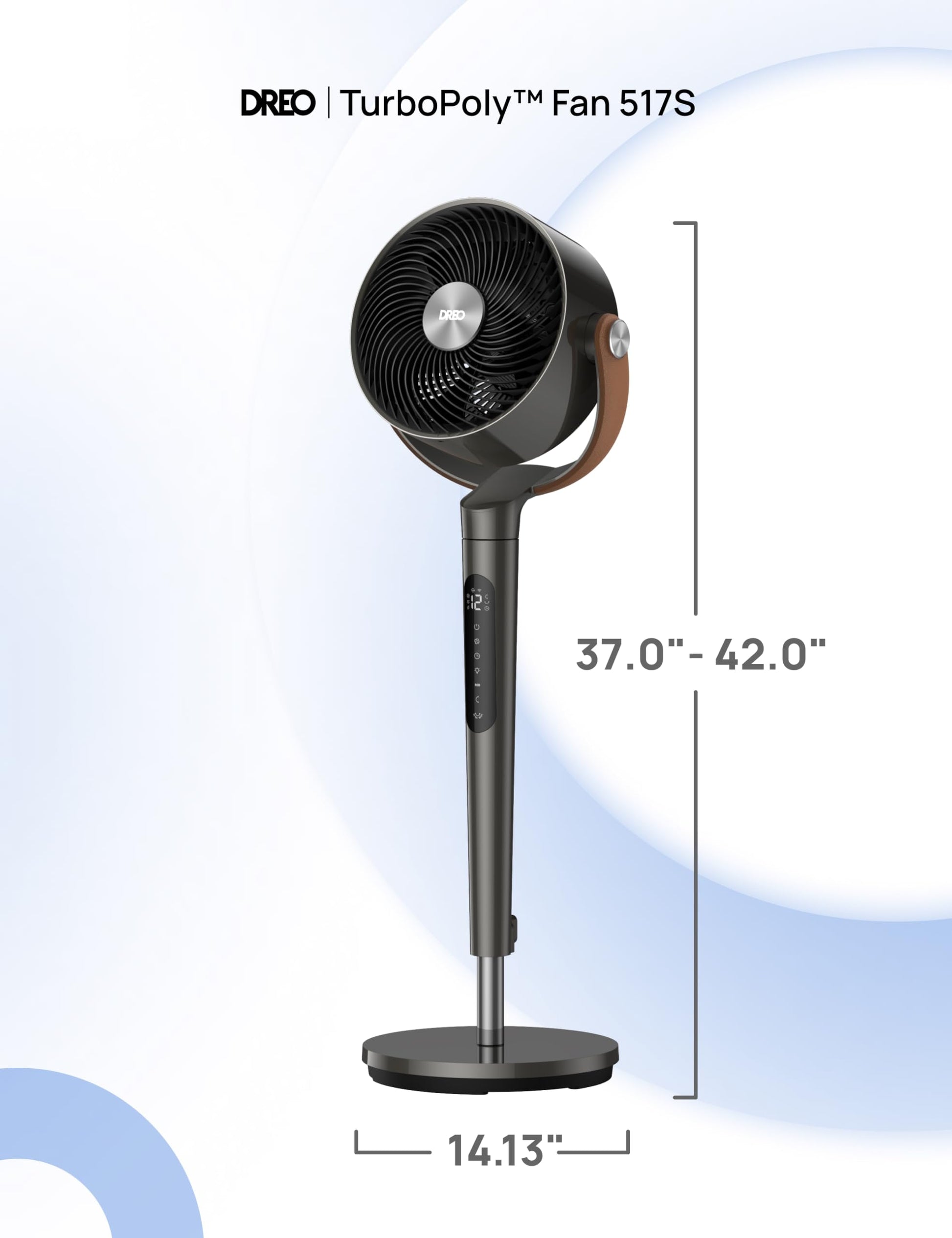 DREO Smart Fan For Bedroom, Standing Fans for Home, 120°+150° Oscillating Pedestal Fan Wi-Fi/Voice Control, 100ft 20db Quiet Circulator RGB Fan, DC Motor, 6 Modes, 12 Speeds, 37-42'' Adjustable Height - Available at All In One Marketplace Canada