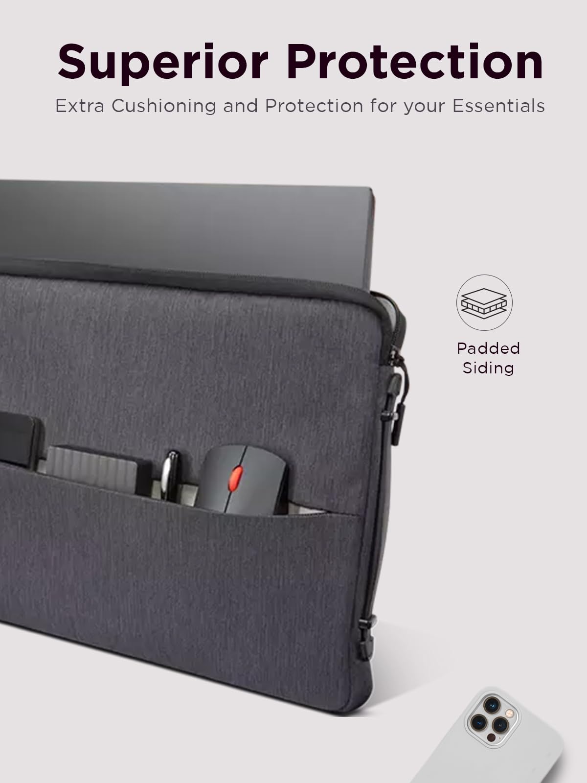 Lenovo Urban Sleeve for 15.6-inch Laptop/Notebook/Tablet - Water Resistant - Padded Compartments - Zippered Accessory Storage - Reinforced Rubber Corners - Extendable Handle - Charcoal Grey