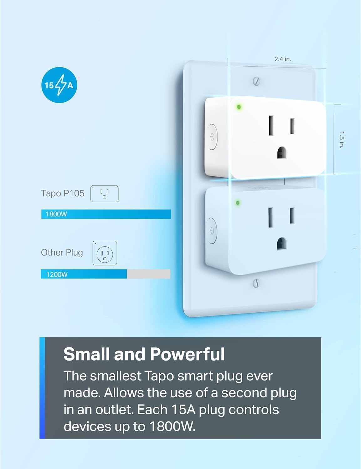 TP-Link Tapo Smart Plug Mini 15A, Smart Home Wi-Fi Plug, Super Easy Setup, Compatible with Alexa & Google Home, No Hub Required, UL Certified, 2.4G WiFi Only, White, Tapo P105(2-Pack) 🍁 All In One Marketplace Canada