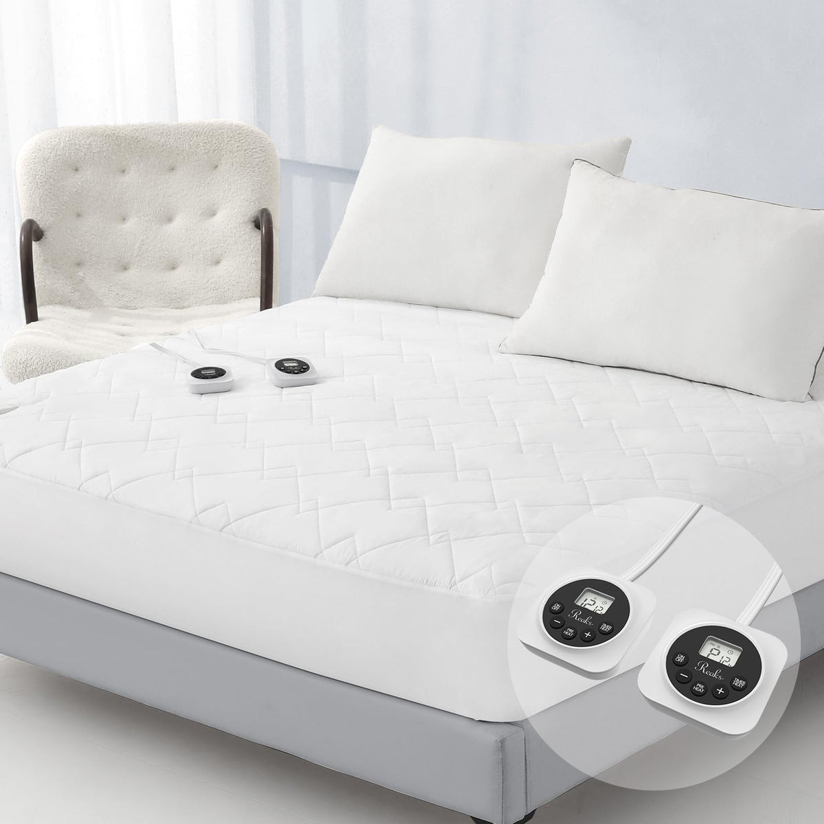 Heated Mattress Pad King, Quilted Surface, Preheat & Memory for Winter 🍁 All In One Marketplace Canada