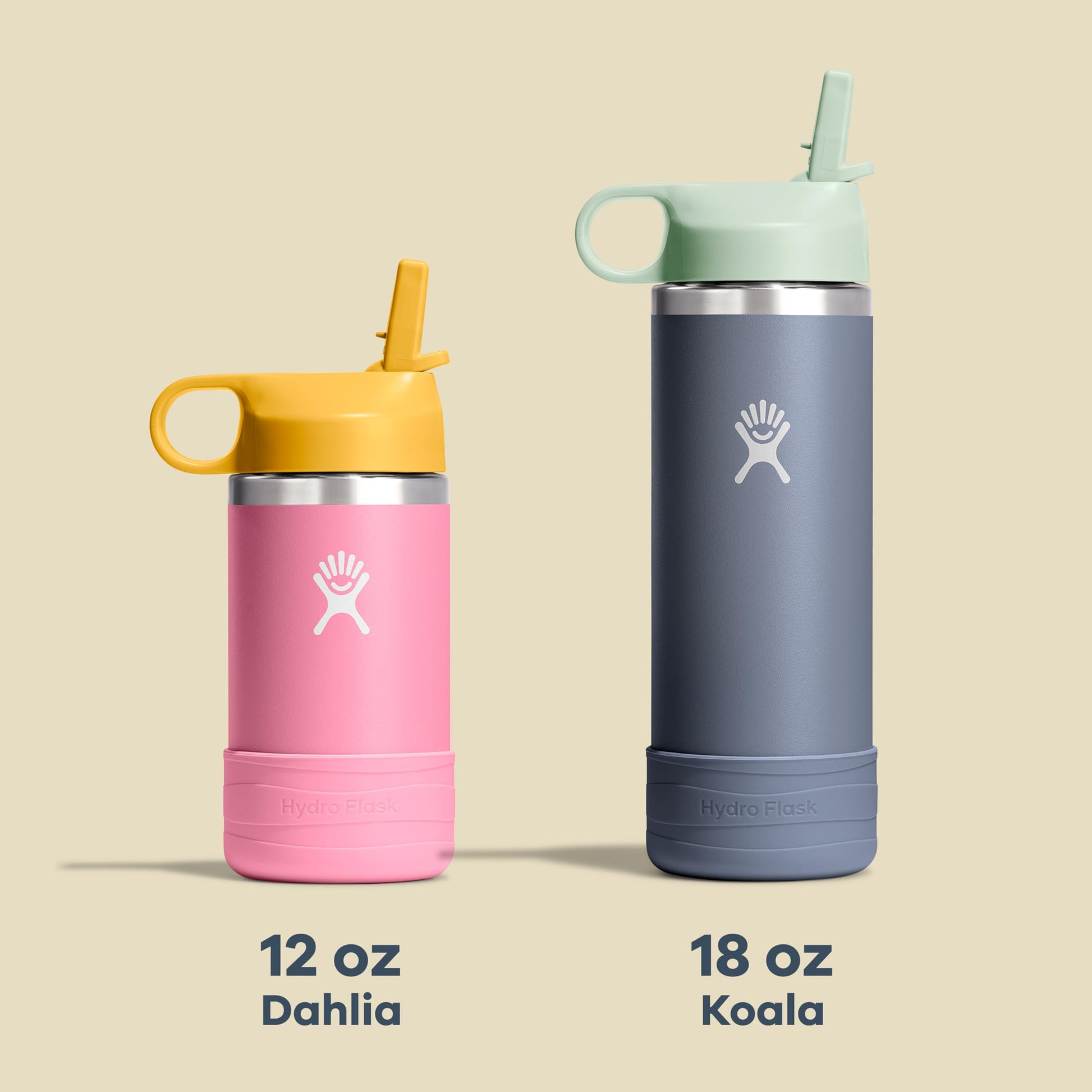 18 Oz Kids Stainless Steel Bottle - Wide Mouth Straw Cap and Boot, Coconut Hydro Flask