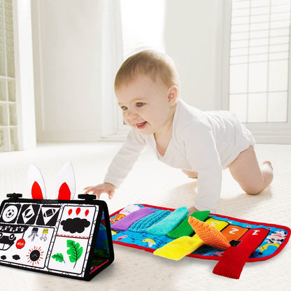 Inbeby Tummy Time Mirror Toy & Play Activity Cinrkle Mat, Black and White High Contrast Baby Newbron Toys 0 3 6 Months Brain Development, Snesory Texture Piano Infant Toys 0 3 6 Months with Squeaker - Available at All In One Marketplace Canada