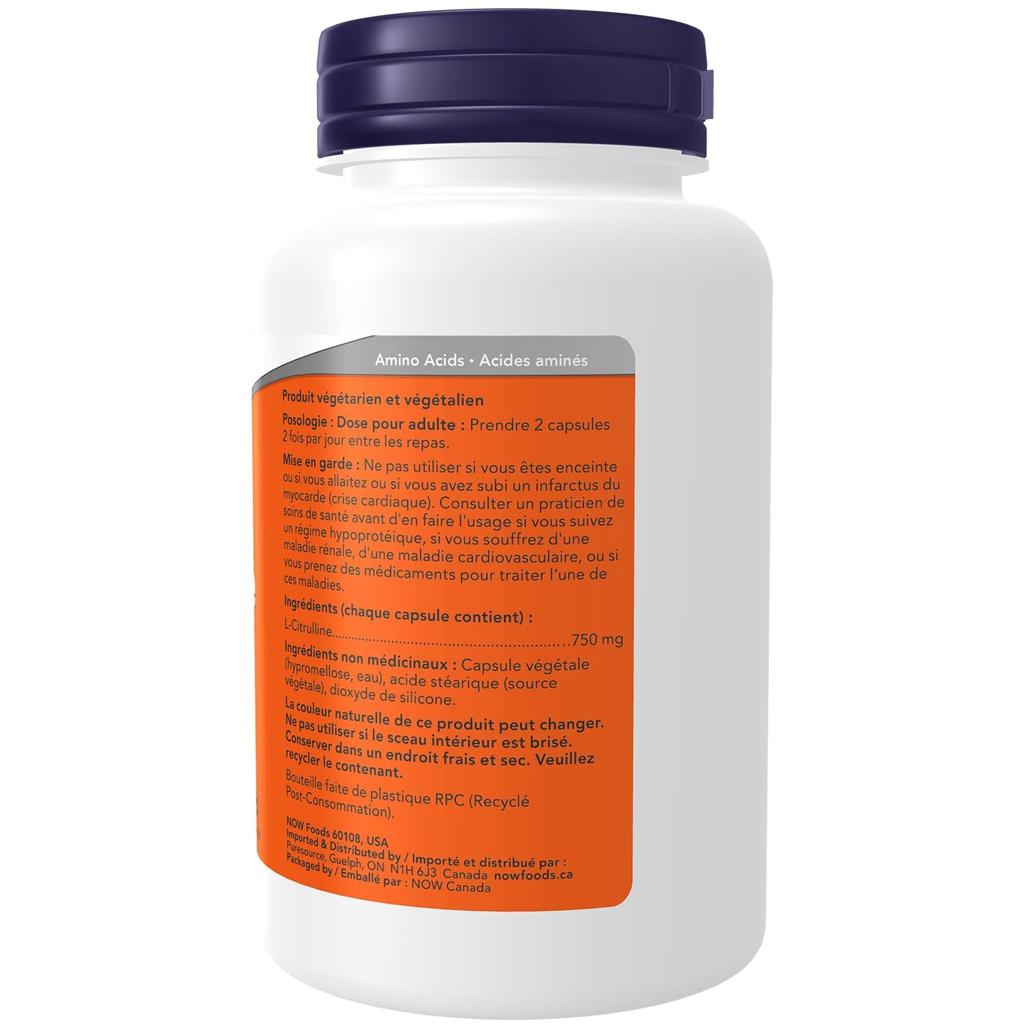 NOW Supplements, L-Citrulline 750 mg, Supports Protein Metabolism, Amino Acid, 90 Veg Capsules NOW