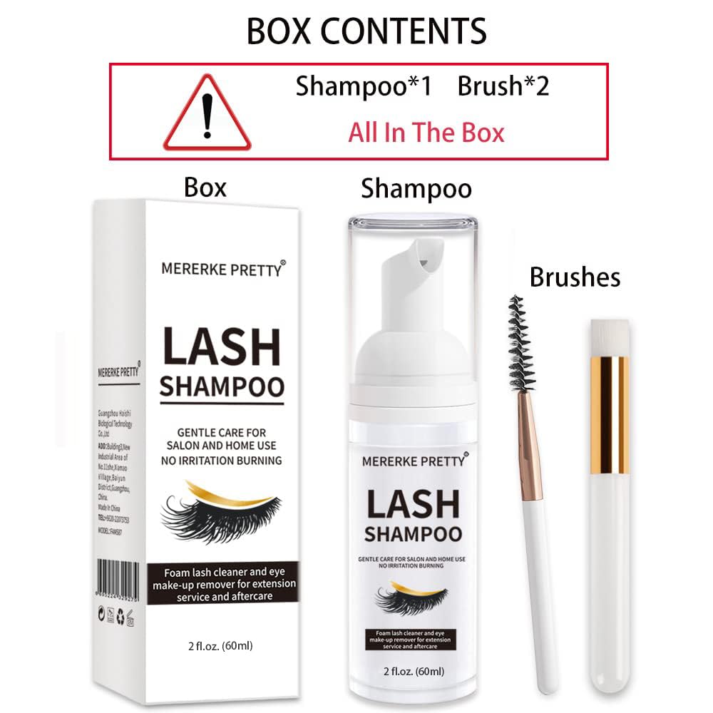Eyelash Extension Shampoo 60 ml + Brush - Eyelid Foaming Cleanser - Sensitive Paraben & Sulfate Free - Eyelash Wash and Lash Bath for Extensions - Salon Use and Home Care - Available at All In One Marketplace Canada