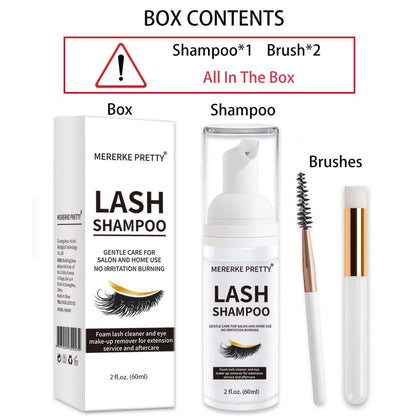 Eyelash Extension Shampoo 60 ml + Brush - Eyelid Foaming Cleanser - Sensitive Paraben & Sulfate Free - Eyelash Wash and Lash Bath for Extensions - Salon Use and Home Care - Available at All In One Marketplace Canada