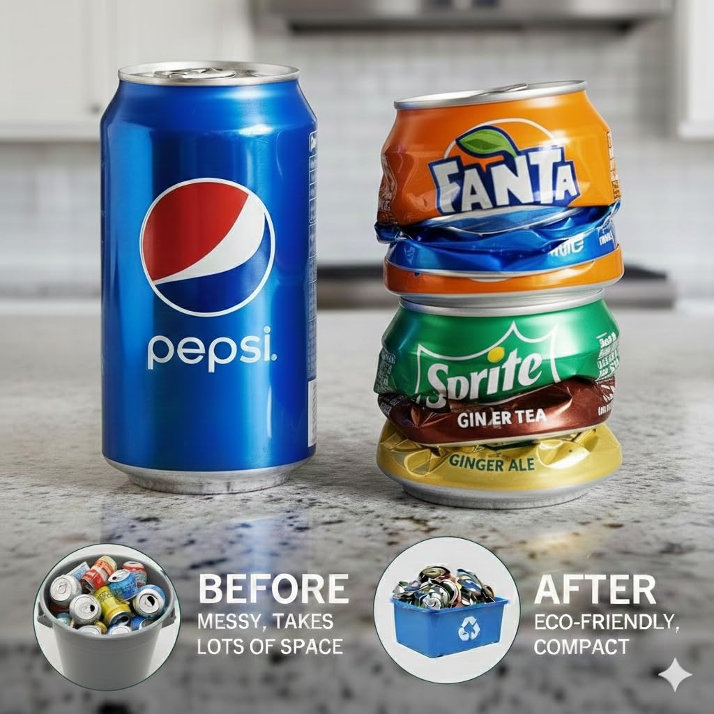 Stanz (TM) 12oz 16oz Wall Mounted Aluminum Can Crusher Beer Soda Cans Smasher Eco-Friendly Recycling Tool with Mounting Screws for Home - Available at All In One Marketplace Canada