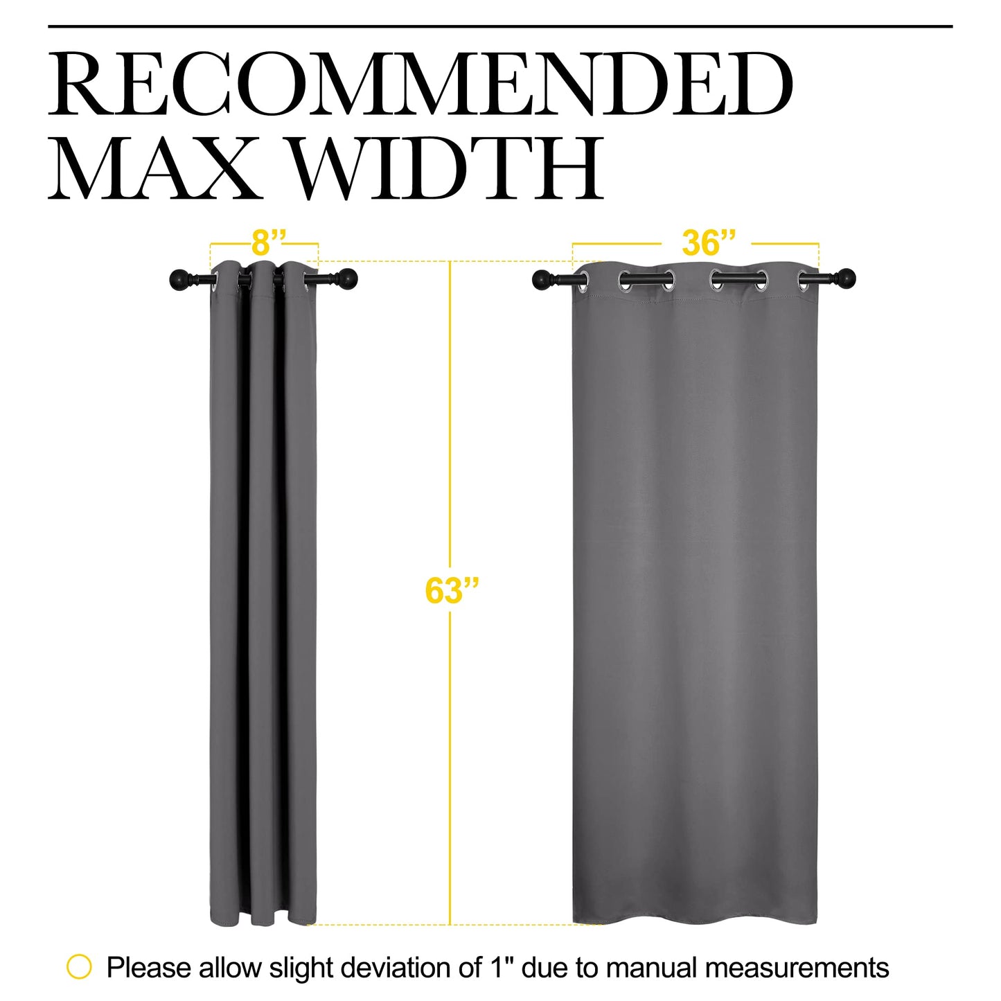 NICETOWN Blackout Curtains 2 Panels for Bedroom- Thermal Insulated Grommet Blackout Curtains 63 Inches Long for Living Room/Kitchen Rideaux occultants (2 Panels, W42 x L63 -Inch,Grey)