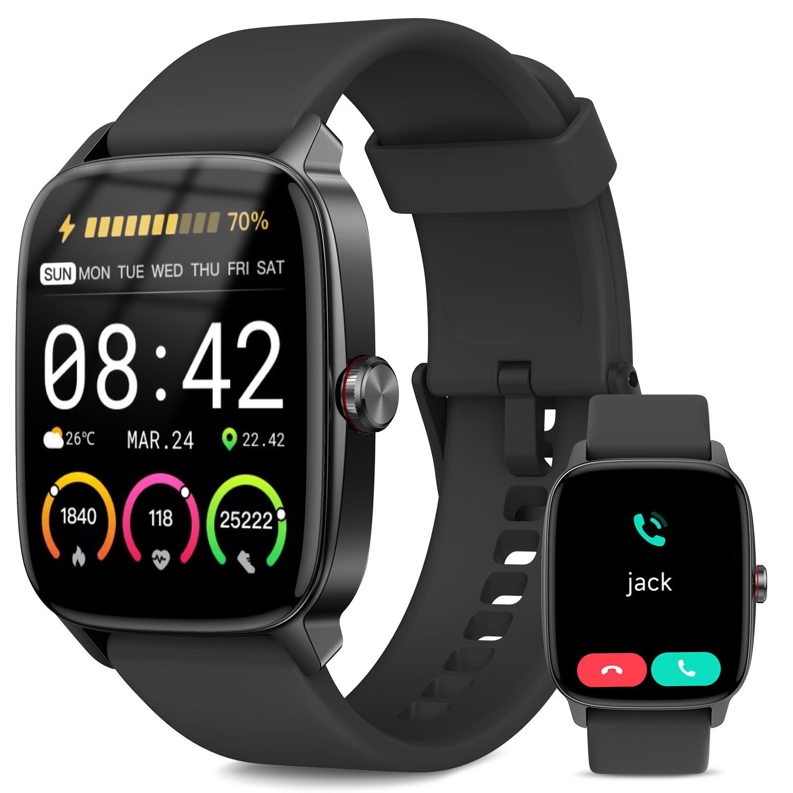 Smart Watch for Men Women, Bluetooth Call Smartwatch with AI Voice, 1.85" HD Fitness Watch, Heart Rate/Steps/Sleep Monitor, 100+ Sports Modes, IP68 Waterproof Watch for Android iOS - Available at All In One Marketplace Canada
