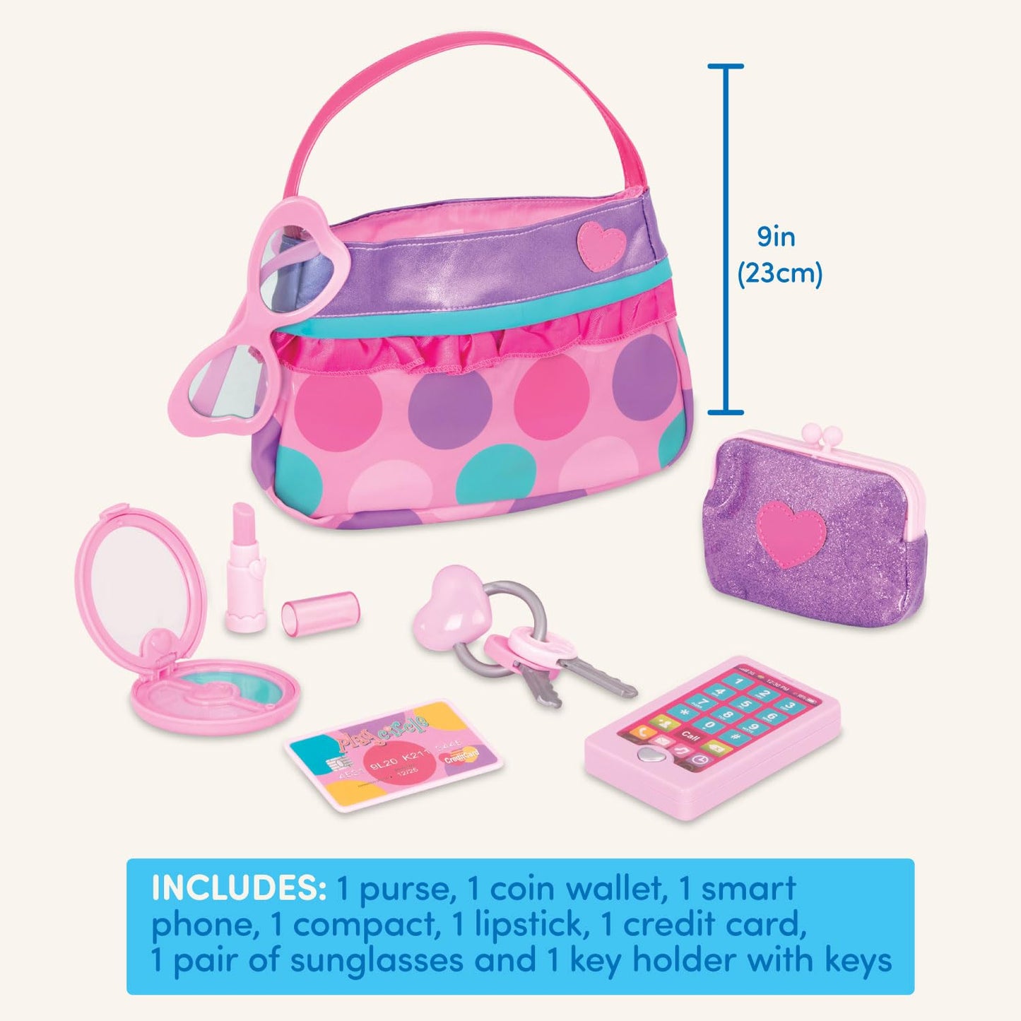 Battat Toy Purse, Play Circle Princess Purse Set, Dress-Up Play, Playset Battat