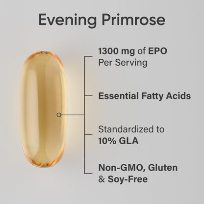Sports Research® Evening Primrose Oil with GLA - Cold Pressed Primrose Oil supporting Women's Health - Hexane Free · Non-GMO · Gluten Free - 120 Count Softgels - Available at All In One Marketplace Canada