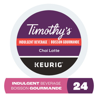 Timothy’s Chai Latte, Indulgent, K-Cup Coffee Pods, 24 Count