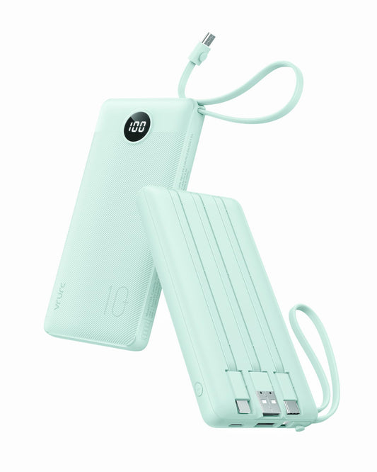 VRURC Portable Charger with Built-in Cables, 10000mAh Power Bank