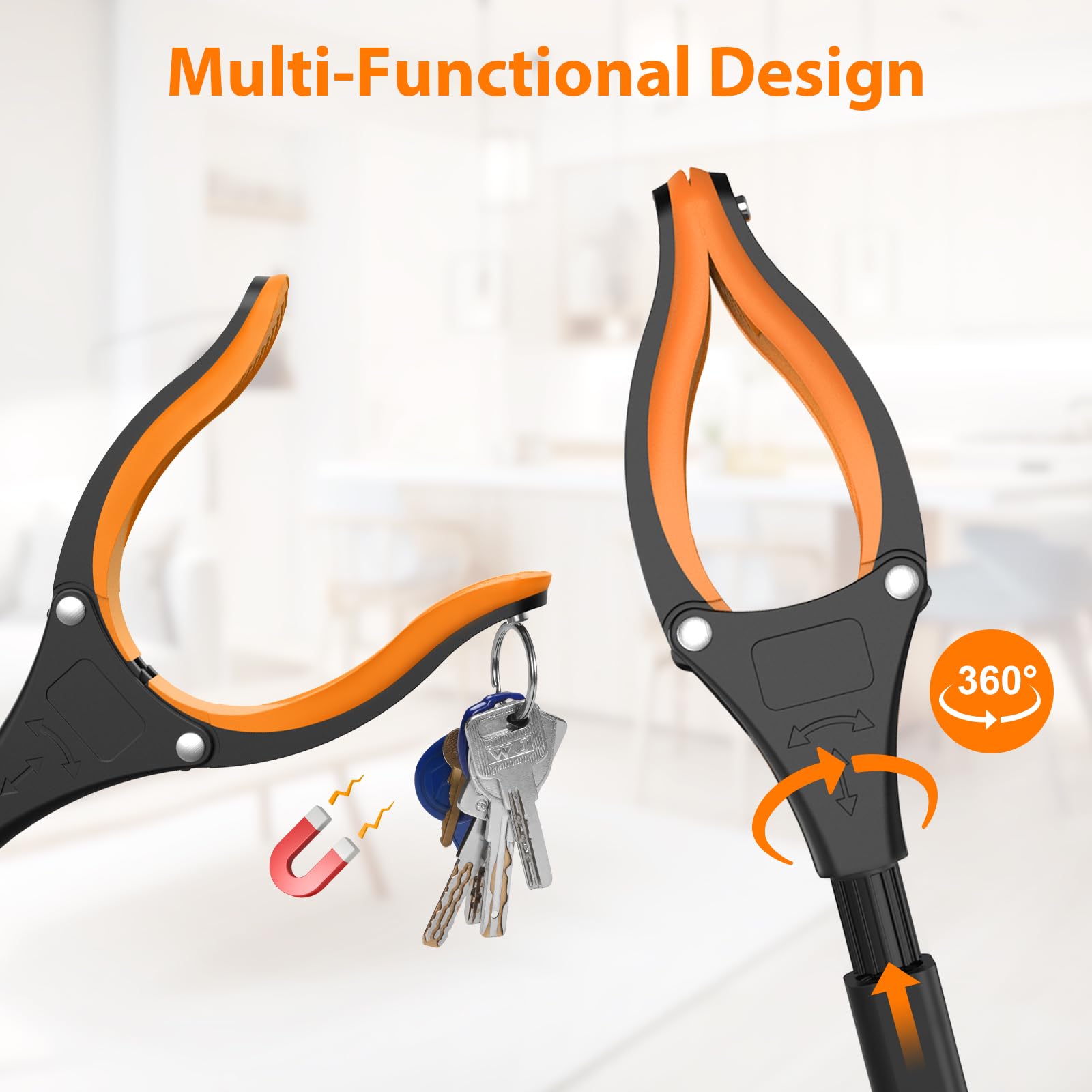 REWKCY 32in/83cm Grabber Reacher Tool 2-Pack, Foldable Reacher Grabber with 360° Rotating Jaw & Magnet, Heavy Duty Pick Up Stick for Seniors - Available at All In One Marketplace Canada