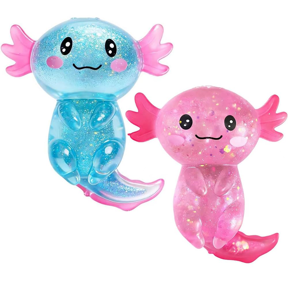 2Pcs Axolotl Squishy, Axolotls Design Squeeze Stress Ball, Axolotls Balls Sensory Stress for Party Favors Birthday Gift