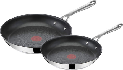 Jamie Oliver by Tefal Nonstick Coated Stainless Steel Pan Set 9.5" & 11", Induction Compatible, Oven Safe up to 500°F, Chef's Stainless Steel Skillet, Frying Pan, Kitchen Essentials, Silver - Available at All In One Marketplace Canada