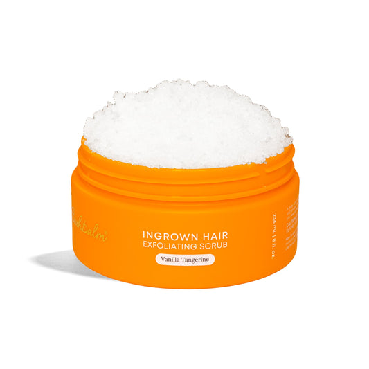 Bushbalm Ingrown Hair Exfoliating Scrub – Pre-Shave Sugar Scrub for Ingrown Hairs, Razor Bumps & Dry Skin – Gently Buffs & Soothes Sensitive Skin - Vanilla Tangerine 236 ml - Formerly Sweet Escape - Available at All In One Marketplace Canada