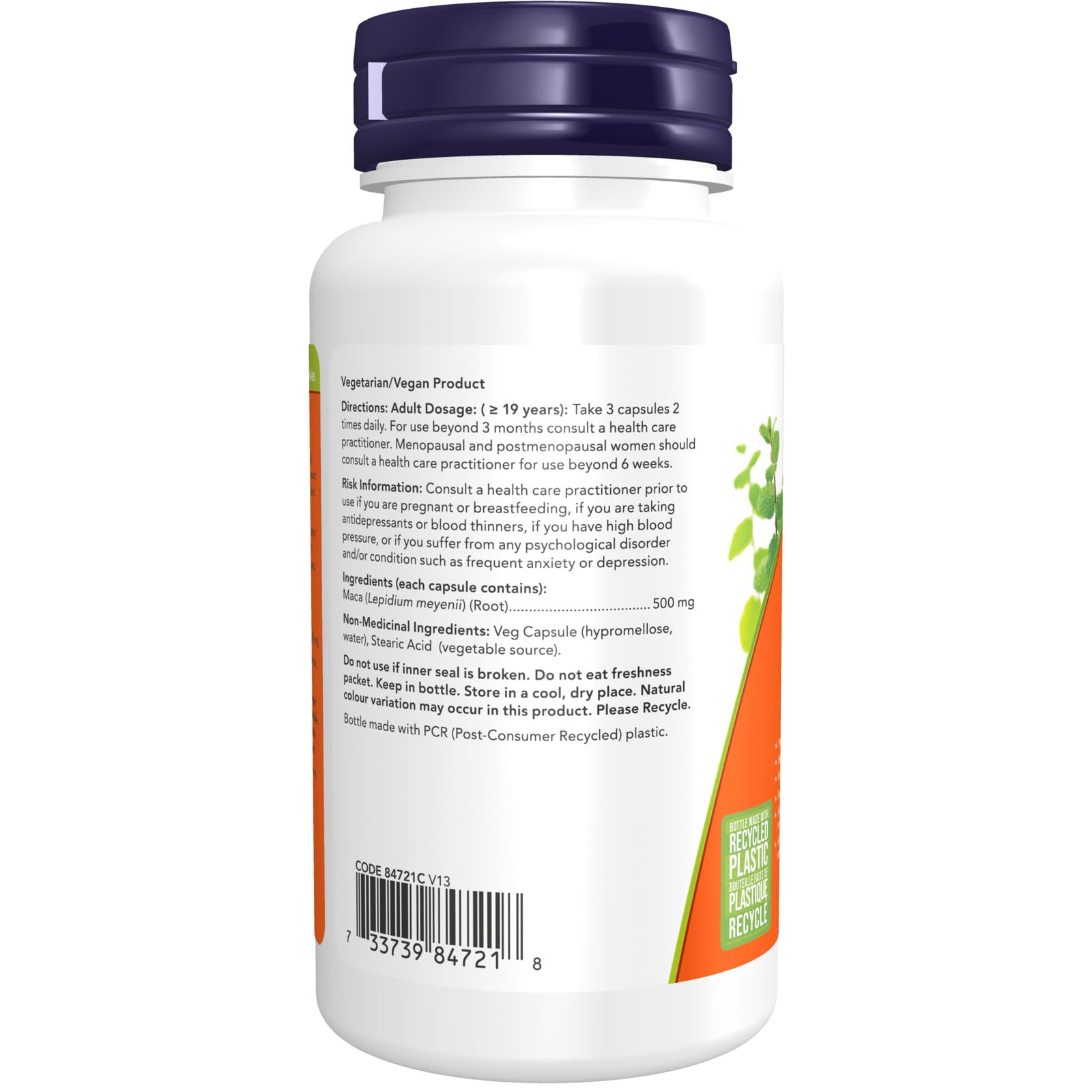 NOW Supplements Maca 500mg Capsules, 100 Count - Available at All In One Marketplace Canada