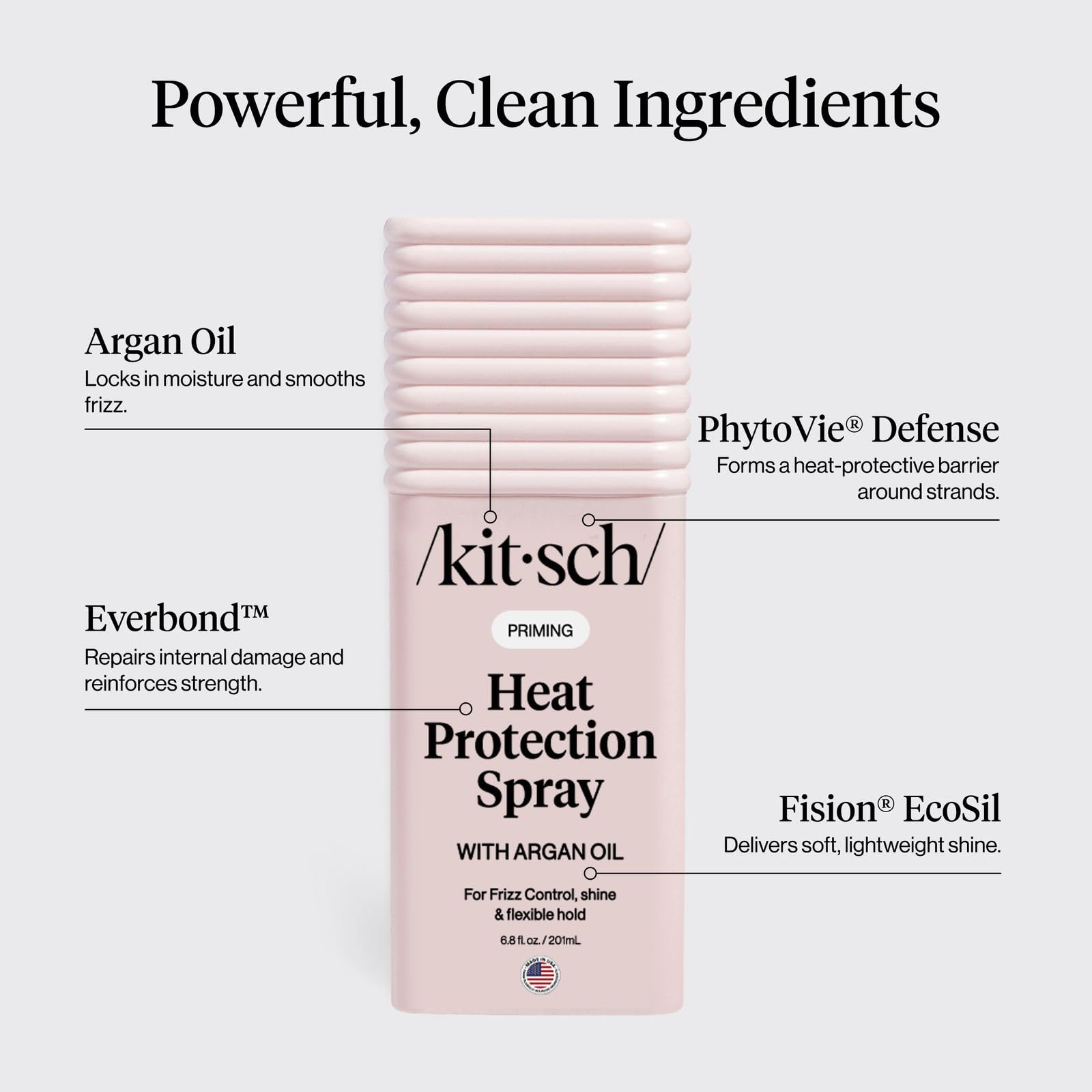 Kitsch Heat Protection Spray for Hair – Heat Protectant for Hair with Argan Oil – Styling Hair Spray for Frizz Control, Shine & Damage Protection – Protects Strands | Ideal Gifts for Women – 201ml - Available at All In One Marketplace Canada
