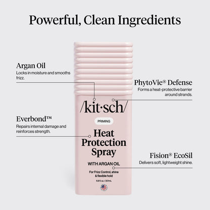 Kitsch Heat Protection Spray for Hair – Heat Protectant for Hair with Argan Oil – Styling Hair Spray for Frizz Control, Shine & Damage Protection – Protects Strands | Ideal Gifts for Women – 201ml - Available at All In One Marketplace Canada