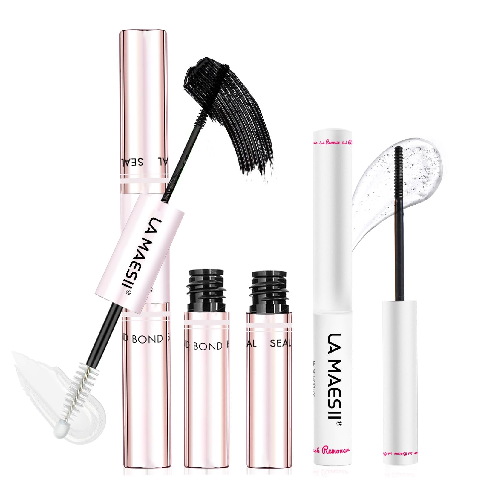 LA MAESII Lash Bond and Seal Waterproof Lash Remover Lash Cluster Glue for Eyelash Clusters DIY Lash Extension Kit at Home Pack 2