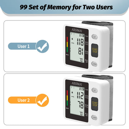 Blood Pressure Monitor - Wrist Accurate Automatic High Blood Pressure Monitors Portable LCD Screen with Storage Case and Adjustable Cuff Powered by Battery -Black - Available at All In One Marketplace Canada