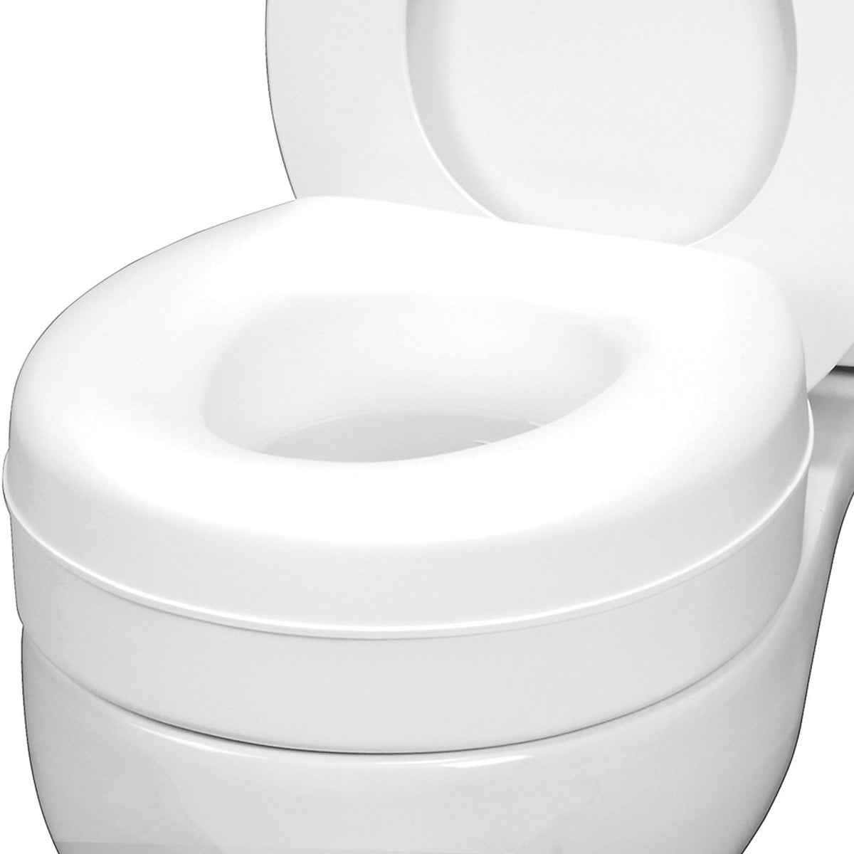 HealthSmart Raised Toilet Seat Riser That Fits Most Standard Bowls for Enhanced Comfort and Elevation with Slip Resistant Pads, 15x15x5, New and Improved,White