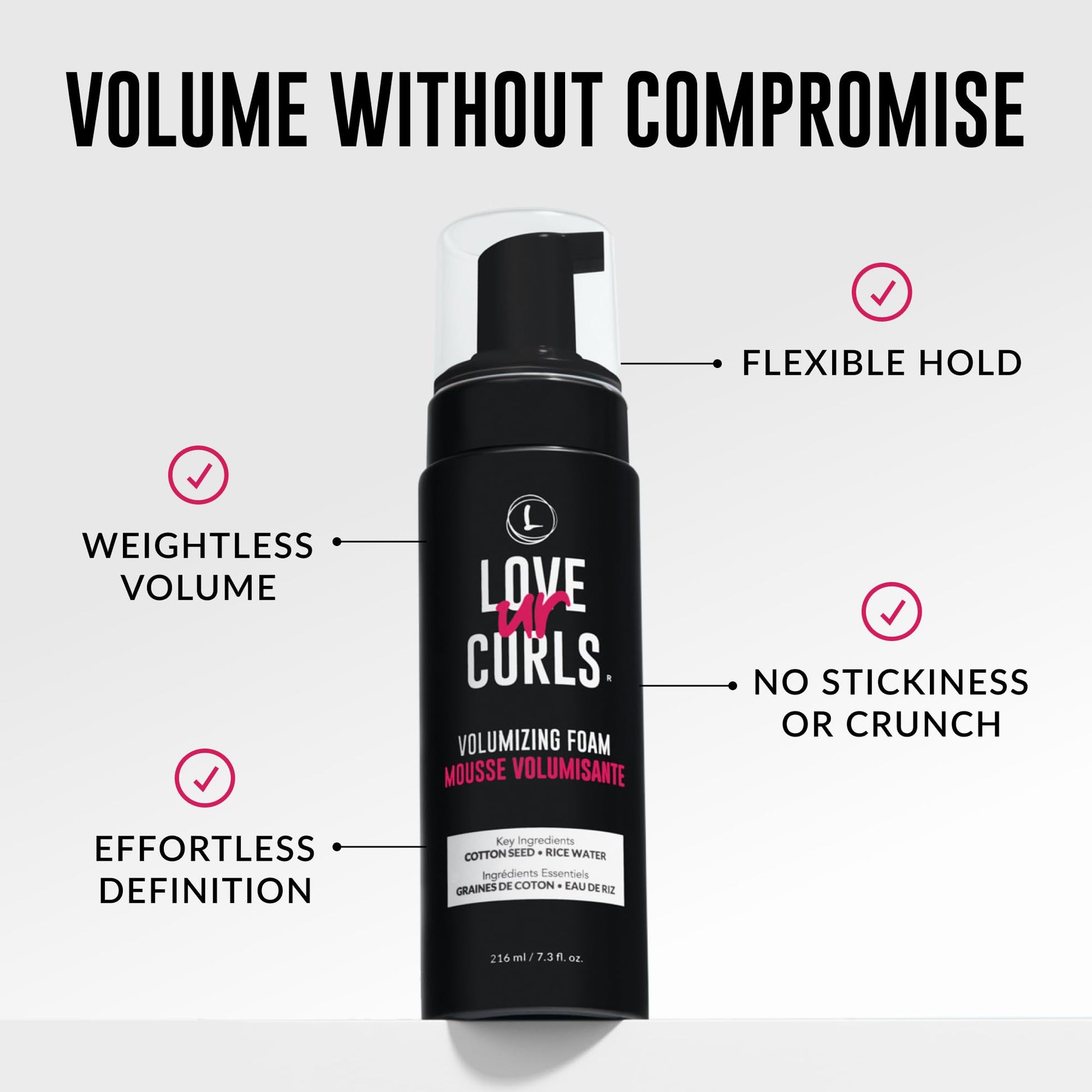 Love Ur Curls® Volumizing Foam, Lightweight Mousse for Curly Hair, Volume & Definition, Frizz Control, Soft Hold, Vegan, Silicone-Free, Quick-Drying, 7.3Fl. Oz. - Available at All In One Marketplace Canada