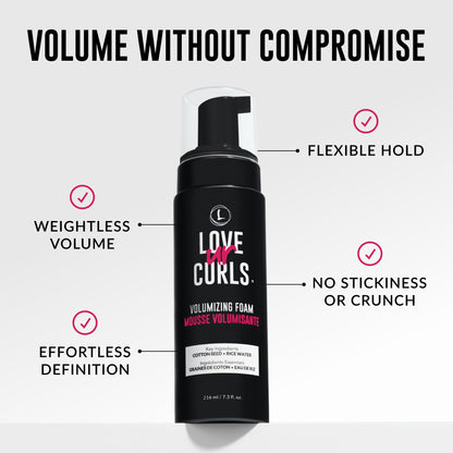 Love Ur Curls® Volumizing Foam, Lightweight Mousse for Curly Hair, Volume & Definition, Frizz Control, Soft Hold, Vegan, Silicone-Free, Quick-Drying, 7.3Fl. Oz. - Available at All In One Marketplace Canada