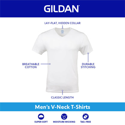 Gildan Men's V-Neck T-Shirts, Multipack, Style G1103, Navy/Heather Navy/Indigo Blue (5-Pack), Large 🍁 All In One Marketplace Canada