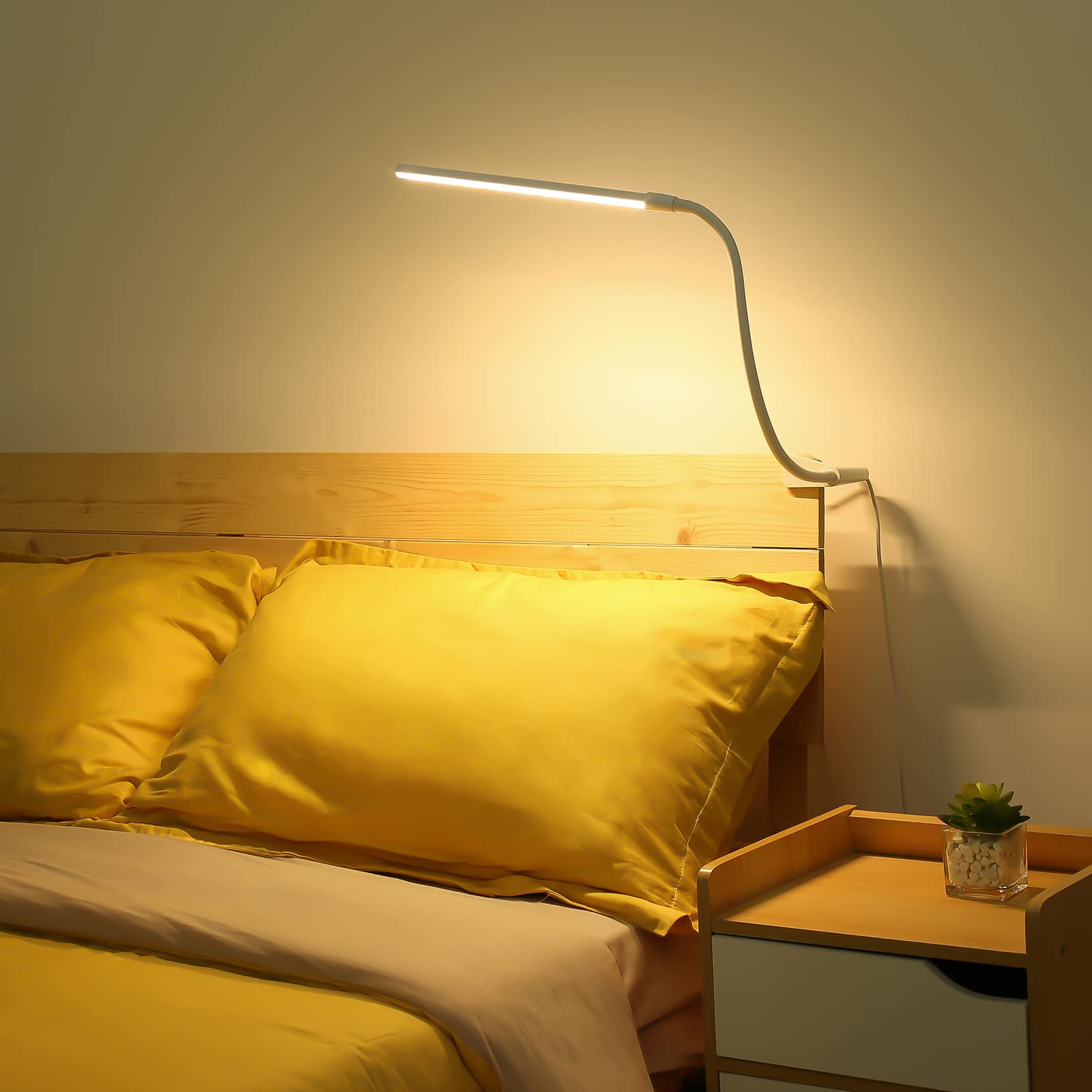 Lepro LED Desk Lamp with Clamp, USB Powered Clip on Light for Reading, 3 Color Modes & 10 Brightness, Eye-Caring Flicker-Free Task Light for Home Office, Bedside, Fits up to 1.97in Thick Desk, White - Available at All In One Marketplace Canada