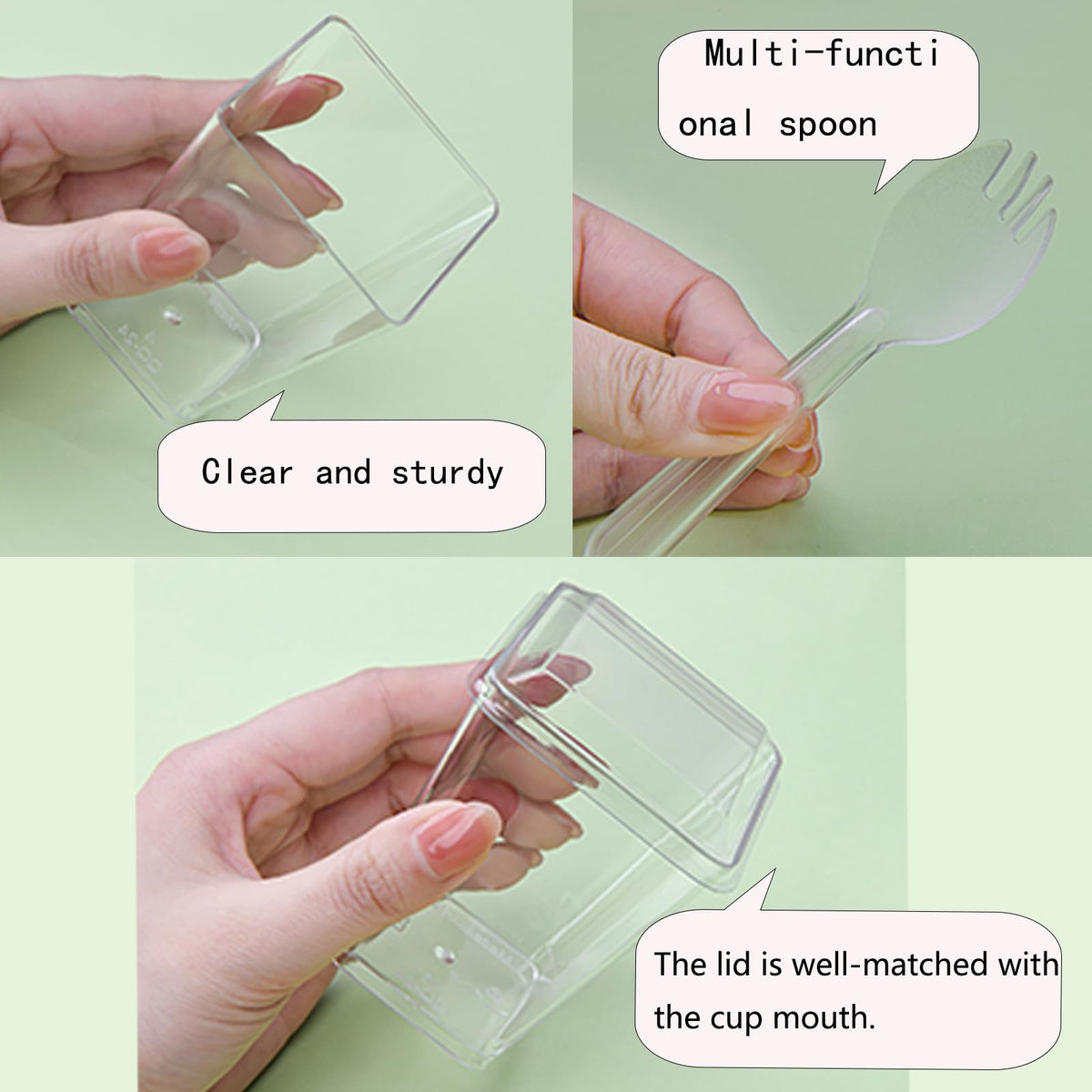 Toowood 100pcs Clear Dessert Cups with Lids and Spoons, 5.4oz Mini Dessert Cups Reusable Square Parfait Cup for Party Appertizer, Christmas 🍁 All In One Marketplace Canada