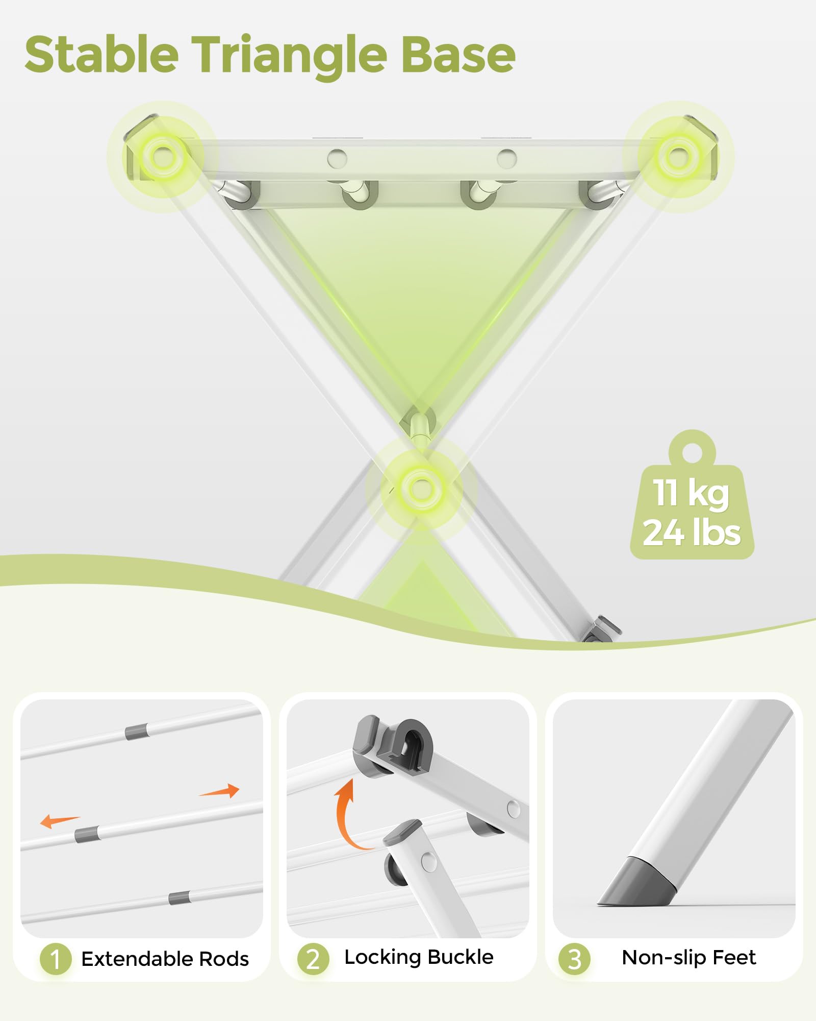 APEXCHASER Clothes Drying Rack, Expandable Drying Rack Clothes, Collapsible 3 Tiers Foldable Laundry Rack Indoor, for Baby Clothe Towels Bibs, White, 37.6inch - Available at All In One Marketplace Canada