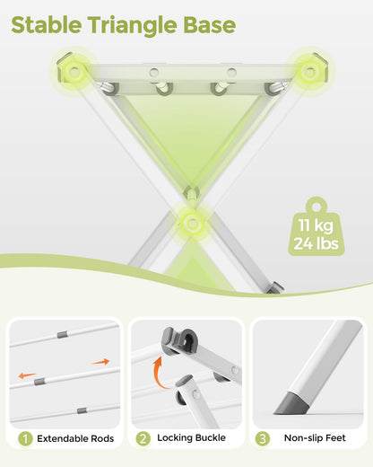 APEXCHASER Clothes Drying Rack, Expandable Drying Rack Clothes, Collapsible 3 Tiers Foldable Laundry Rack Indoor, for Baby Clothe Towels Bibs, White, 37.6inch - Available at All In One Marketplace Canada